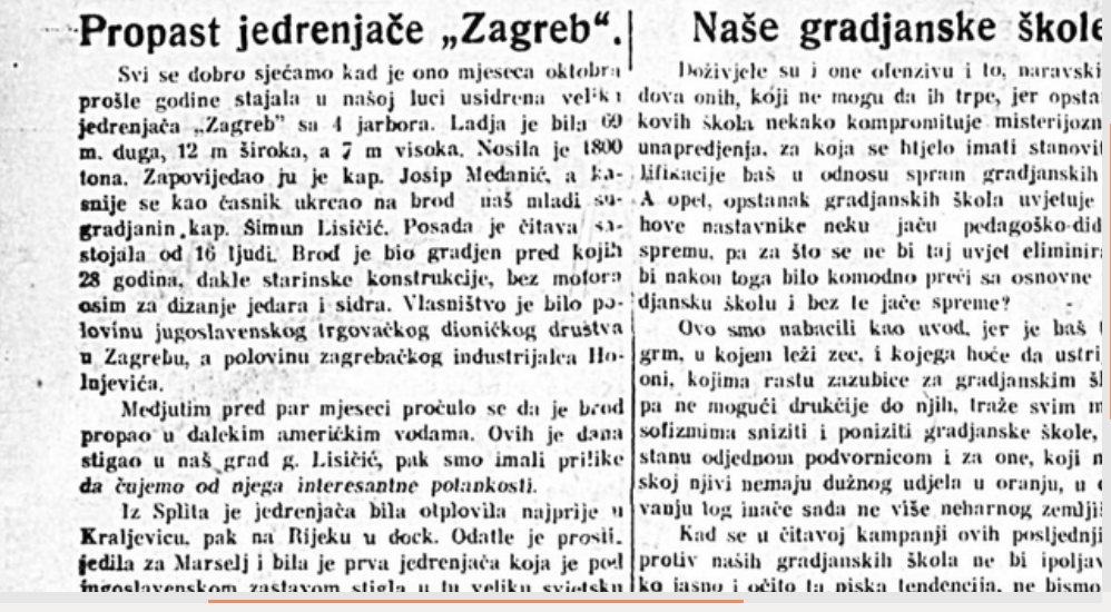 Propast škunera Zagreb